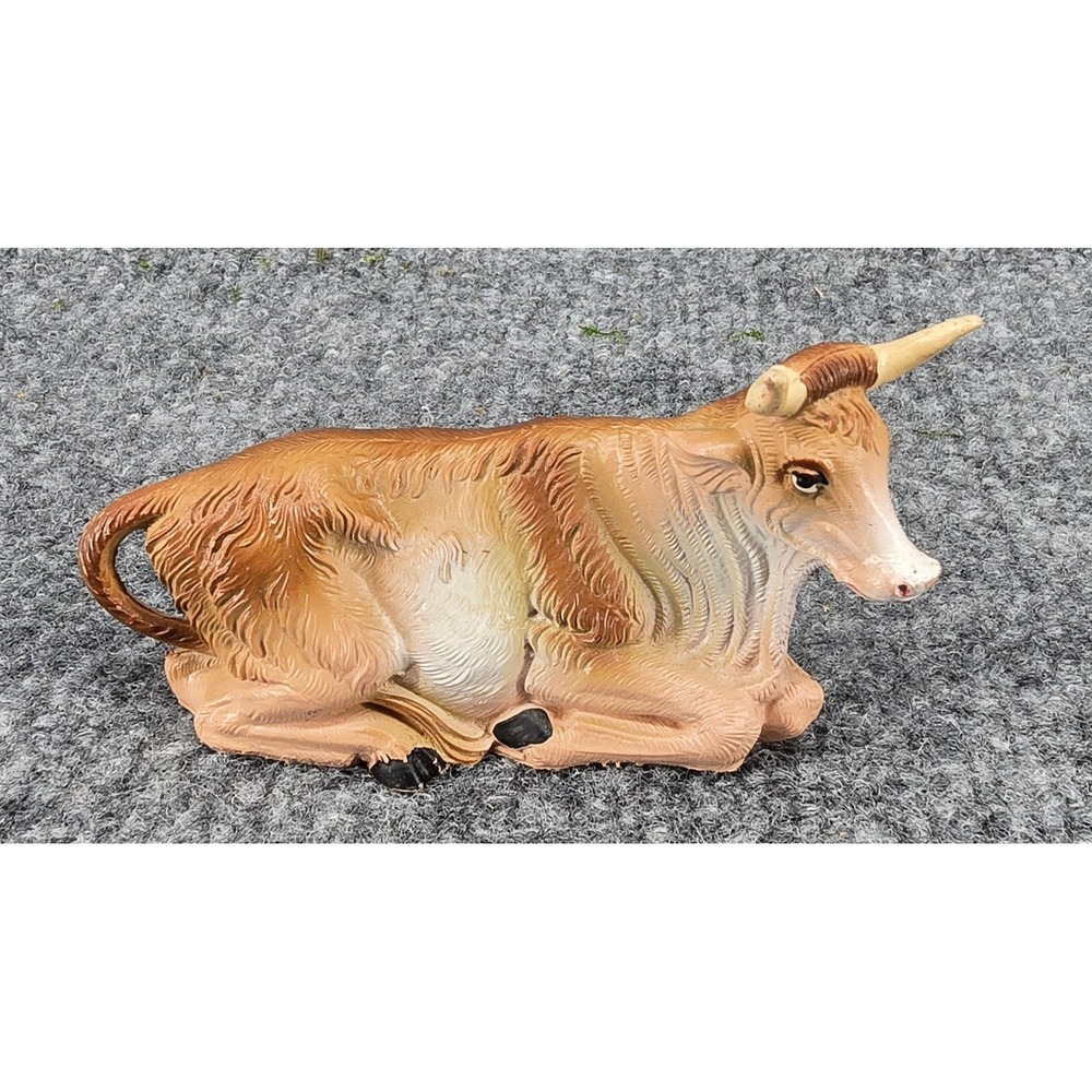 Depose Italy Bull Steer Cow Figurine Brown Tan Vintage Nativity Animal
